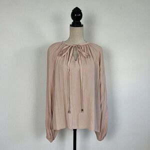 Muche Muchette Women's Pink Flowy Peasant Blouse Tassel Boho Shirt Top OS NWT